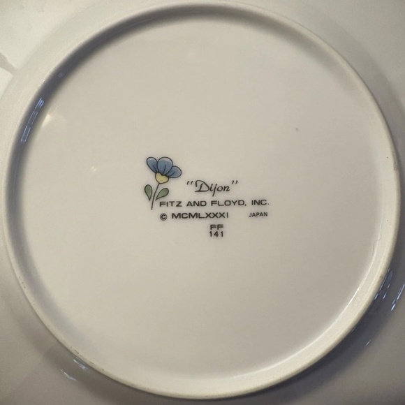 ‘Dijon’ Fitz & Floyd Blue Flower Salad Plates (7.5in) Set 3 VTG Japan - Picture 3 of 5